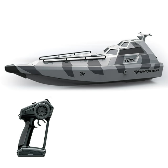 TFixol 2.4GHz Turbo Jet RC Boat with 30km/h Speed, Camo Grey, Single Battery, Smart Alarm, Capsize Recovery, Waterproof Design, Anti-Tangle Propeller