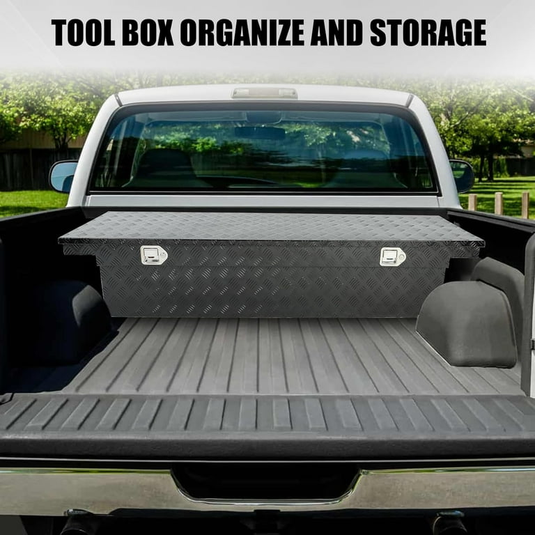 Confote 44" Heavy Duty Aluminum Truck Tool Box – Waterproof Lockable Storage For Pickup Bed, RV, Or Trailer, Black