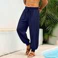 thumbnail image 7 of hotojiny Mens Harem Pants Casual Elastic Waist Drawstring Cotton Cropped Linen Pants Baggy Boho Beach Yoga Trousers M-3XL, 7 of 7