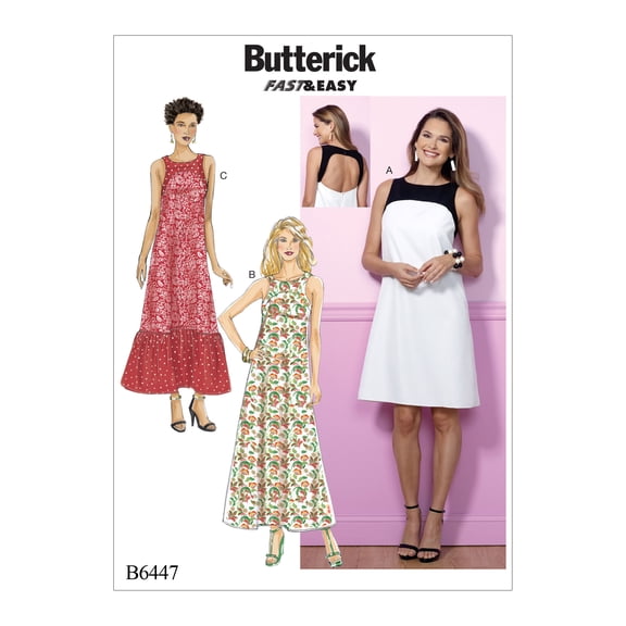 Butterick Pattern Misses' Dress-6-8-10-12-14
