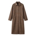 thumbnail image 6 of Hzzrkos Women's Plaid Long Trench Coat, Lapel Collar Button Front Long Sleeve Lightweight Casual Overcoat, Classic Check Pattern Outerwear for Fall and Winter, 6 of 6