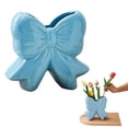 thumbnail image 6 of ERTZAE Pen Holder Organizer,Bathroom Vanity Decor,Women Gift Decor,Home Decor Accent,Desk Storage Holder,Ceramic Bow Vase 7.3x7.1in,Modern Farmhouse Flower Vase for Table Shelf Living Room Decor Blue, 6 of 9