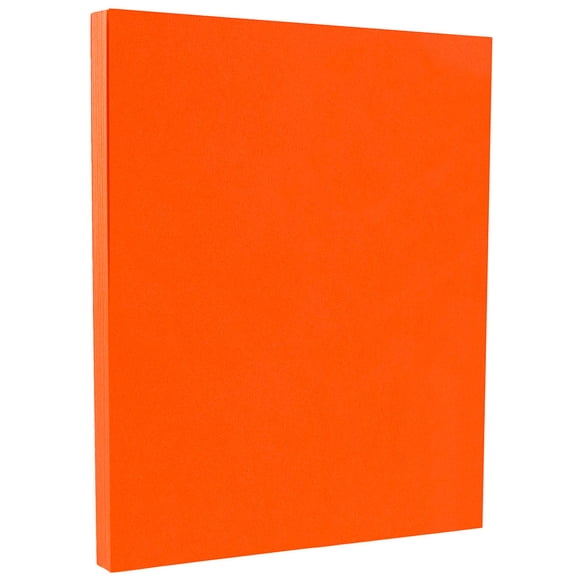JAM Paper Letter Cardstock, 8 1/2 x 11, Bright Orange, 65lb, 50 per Pack