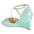 thumbnail image 3 of XYD Women Sandals Peep Toe Crisscross Strap Rhinestones Studs Wedge High Heel Wedding Party Dress Shoes Size 10 Turquoise, 3 of 4
