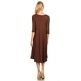 thumbnail image 4 of Women's Casual Basic Comfy 3/4 Sleeve Flare A-line Midi Long Maxi Dress, 4 of 6