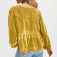 thumbnail image 5 of DuoJiaJ Women's Vintage Velvet Top Velvet Shirts Spring Tops Long Sleeve Loose Fit Casual Elegant Retro Velvet Blouses Women's Oversized Shirts Yellow L, 5 of 5