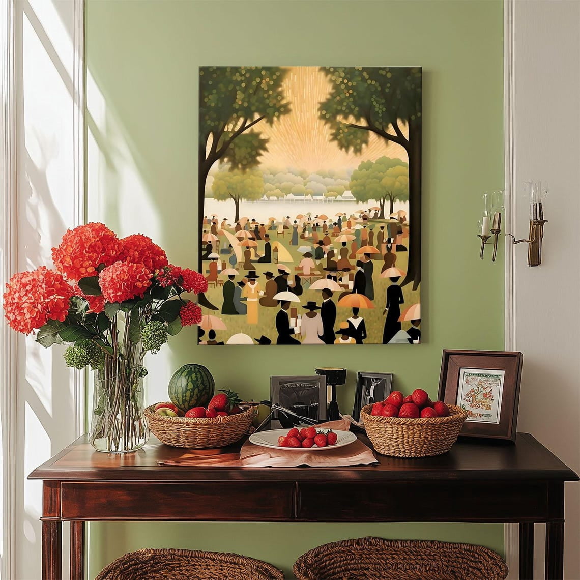 Juneteenth Celebration Canvas Art: African American Family Gathering in Sunny Park - Premium UV Ink Fade-Resistant, Ready-to-Hang - Living Room/Classroom Tribute to Black Heritage & Freedom