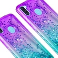 thumbnail image 4 of Case for Samsung Galaxy A11 Case with [Tempered Glass Screen Protector] SOGA Diamond Liquid Quicksand Cover Cute Girl Women Phone Case - Teal / Purple, 4 of 5