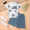 thumbnail image 5 of Youth Boy Outfit Short Sleeve Prin with Black Shorts Playwear Two Piece Boys Spring Clothes,Blue,9Y, 5 of 9
