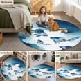 thumbnail image 5 of Navy Blue Fish Round Area Rug 7Ft Washable Circle Rugs for Dorm Laundry Room, Nautical Coastal Summer Ocean Modern Art Non-Slip Carpet Floor Mats Indoor Outdoor Carpet Runner Aesthetic Home Decor, 5 of 8