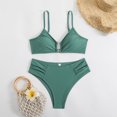 thumbnail image 4 of QUNYINEY Swimsuit for Women Green Bikini Pleated Bathing Suit High Waisted Swimsuit Sets, 4 of 5
