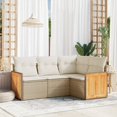 thumbnail image 1 of vidaXL 4 Piece Garden Sofa Set with Cushions Beige Poly Rattan, 1 of 5