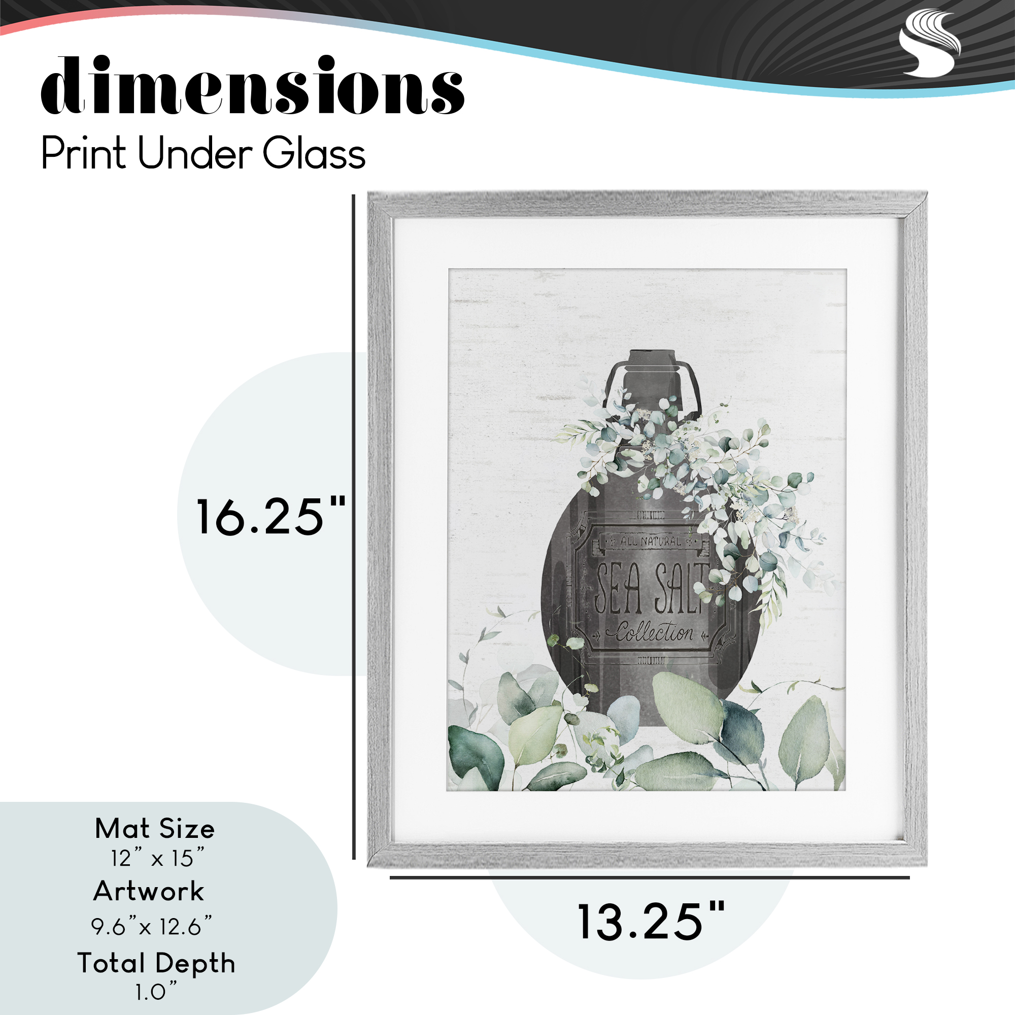 Sea Salt Collection Bottle Gray Framed Print Under Glass, design by Lettered and Lined