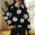 thumbnail image 4 of ZUKMRJPC Womens Sweatshirts Quarter Zip Fall Fashion Cute Flower Printing Fleece Cropped Pullover Casual Loose Warm Long Sleeve Tops, 4 of 5