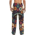 thumbnail image 3 of Fotbe Men'S Skulls And Flowersclassic Pajama Pants With Elastic Waist And Drawstring Pockets，Pajama Pants Mens Lounge Pants Super Soft, 3 of 9