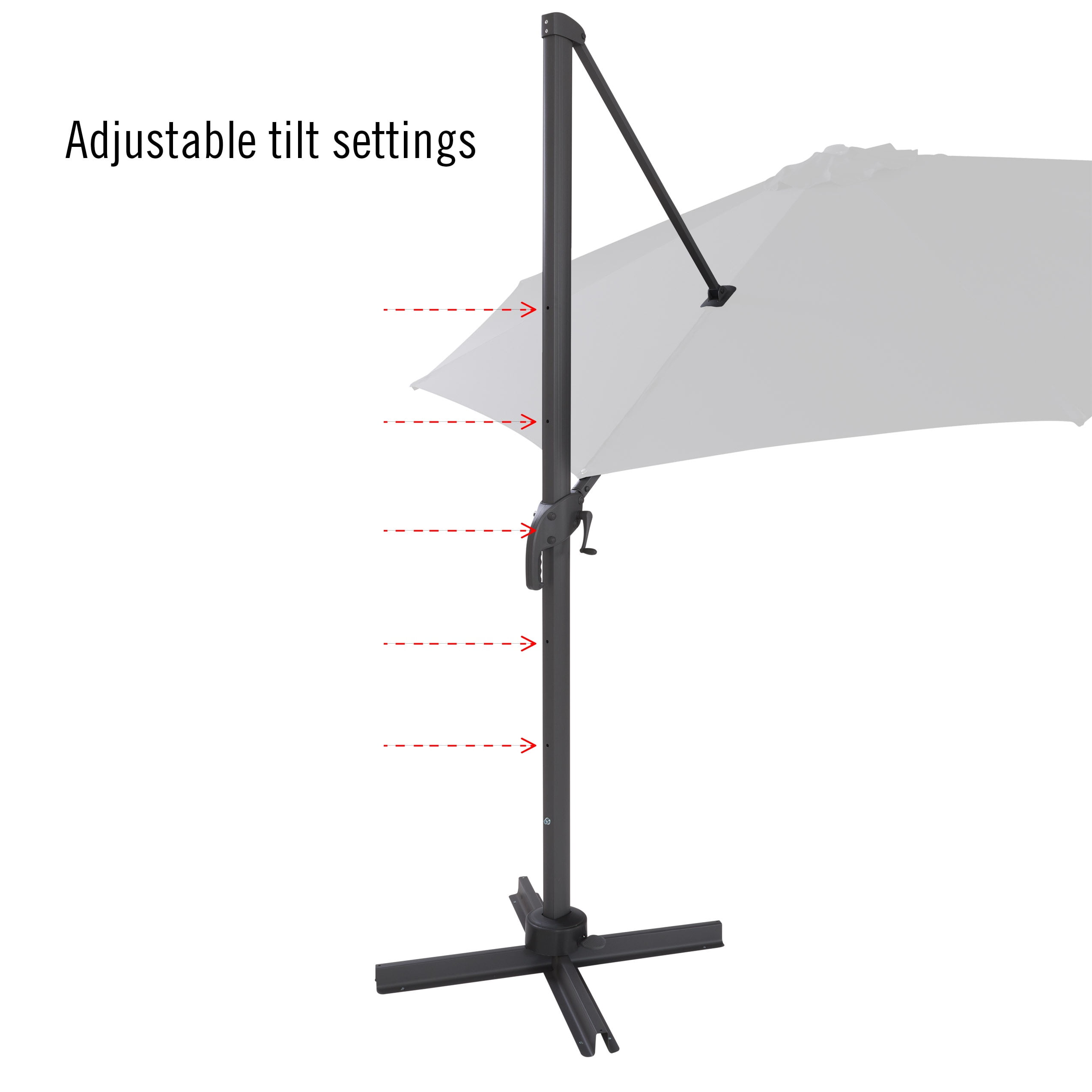 CorLiving 11.5ft Deluxe Durable Canopy Offset Titling & Rotating Patio Umbrella with Aluminum Frame
