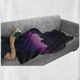 thumbnail image 6 of Night Soft Flannel Fleece Throw Blanket, City Skyline Silhouette Skyscrapers Abstract Graphic Architecture Urban Life, Cozy Plush for Indoor and Outdoor Use, 70" x 90", Indigo Pale Pink, by Ambesonne, 6 of 6