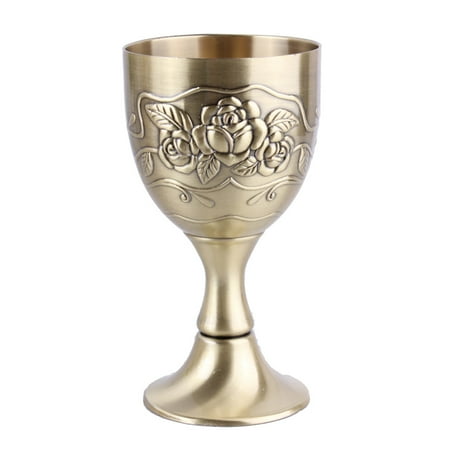 

Wine Goblet European Style Alloy Wine Cup Carving Flower Small Goblet Household Brass Wine Glass