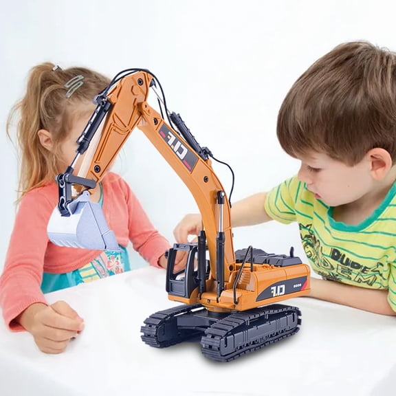 Fuebueo Construction Excavator Toy - Kids Toy Engineering Digger Truck, Music Hydraulic Car for 3 4 6 7 8 Year Old Boys Girls, Educational Toys for Kids & Children