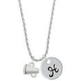 thumbnail image 1 of Delight Jewelry Silvertone Mini Megaphone Silvertone Script Initial Disc - H - Charm Necklace, 20"+3", 1 of 4