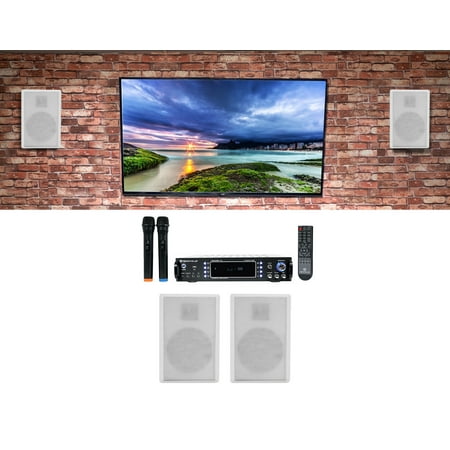 Rockville RPA70WBT Bluetooth Home Karaoke Machine System+(4) 5.25" White Speakers