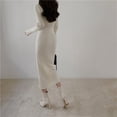 thumbnail image 3 of Vestido suéter de punto con cuello en V para mujer, ropa de calle de moda coreana, Top de manga larga, otoño e invierno, nuevo, 3 of 5