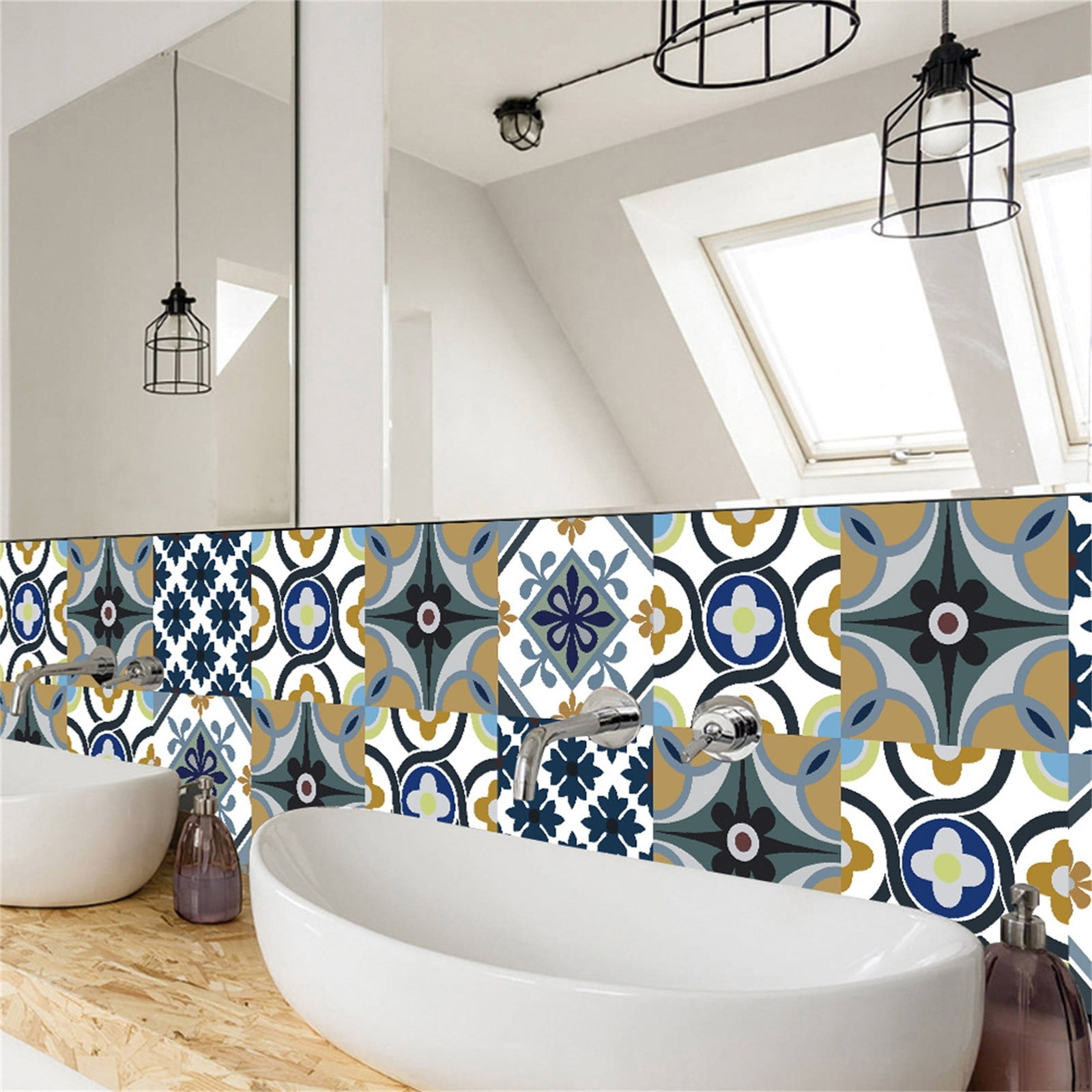 Yeetfub 2024 Peel And Stick Tile Decals Clearance 6pc Peel And Stick Ceramic Tile Paste 3D Lattice Crystal Ceramic Tile Paste DIY Waterproof Self Adhesive Wall Sticker
