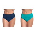 thumbnail image 1 of 2 Pack(Navy 1PCS & Mint Green 1PCS) Multipack Women's High Waisted Bikini Bottoms Retro Basic Full Coverage Swimsuit Mid Waist Bathing Suit Bottom, 1 of 8