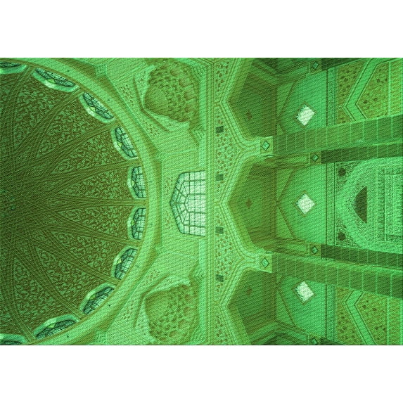 Ahgly Company Machine Washable Indoor Rectangle Transitional Neon Green Area Rugs, 2' x 5'