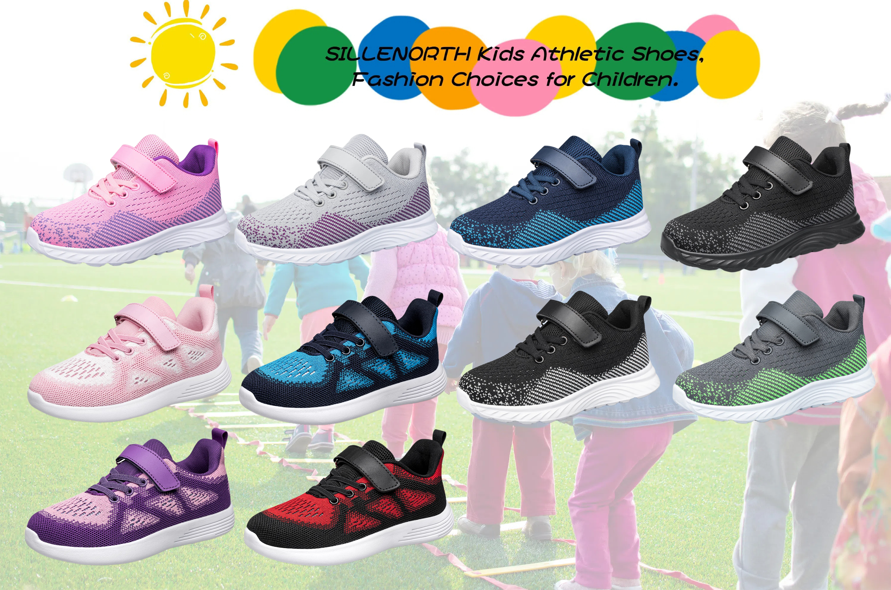 SILLENORTH Kids Breathable Athletic Running Sneakers, Pink photo 4