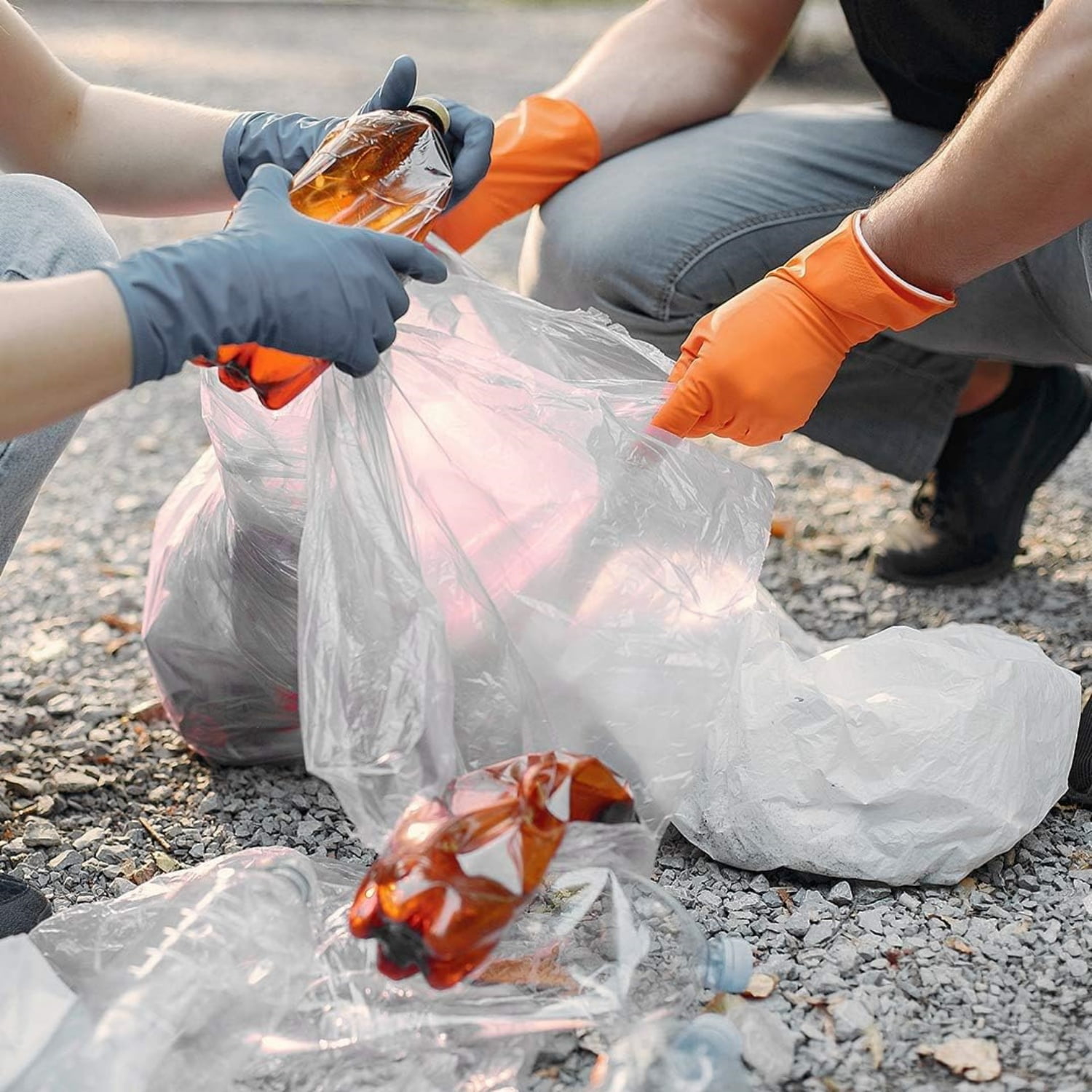 55 Gallon Clear Trash Bags, Large Clear Plastic Recycling Garbage Bags