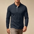 thumbnail image 7 of Long Sleeve Polos Shirt For Men Fashion Casual Breathable Golf T Shirts Lapel Button Business Office Wear (S, Navy), 7 of 7