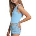 thumbnail image 4 of AJTQTH Girls Summer Tank Tops Cute Kids Athletic T-Shirts Casual Ribbed Knit Sleeveless Crew Neck Crop Tops Trendy Basic Solid Color Camisole Light Blue 11-12 Years, 4 of 6