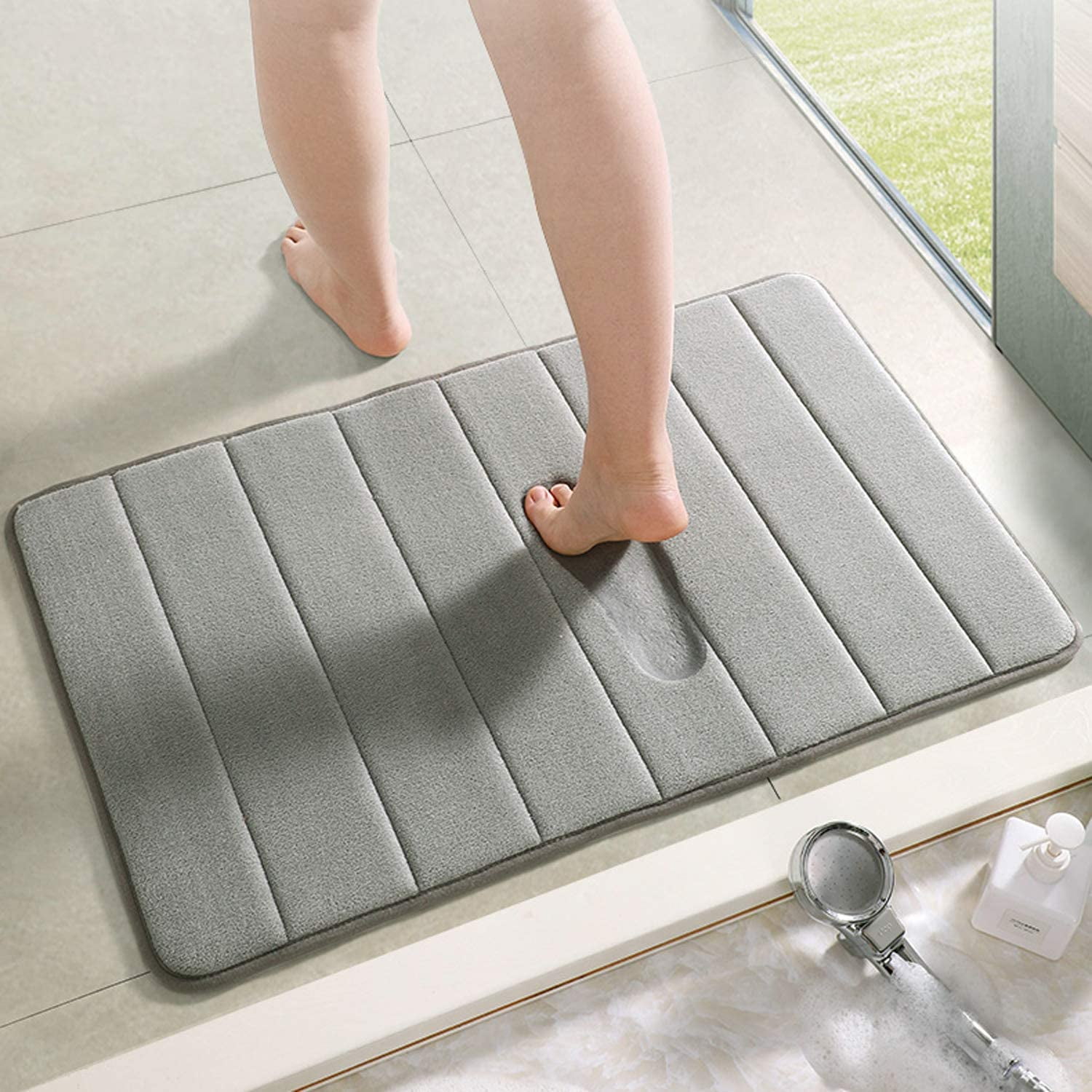 Non Slip Bath Mat Set Bathroom Mat Shower Rug Memory Foam Latex Floor Microfiber 