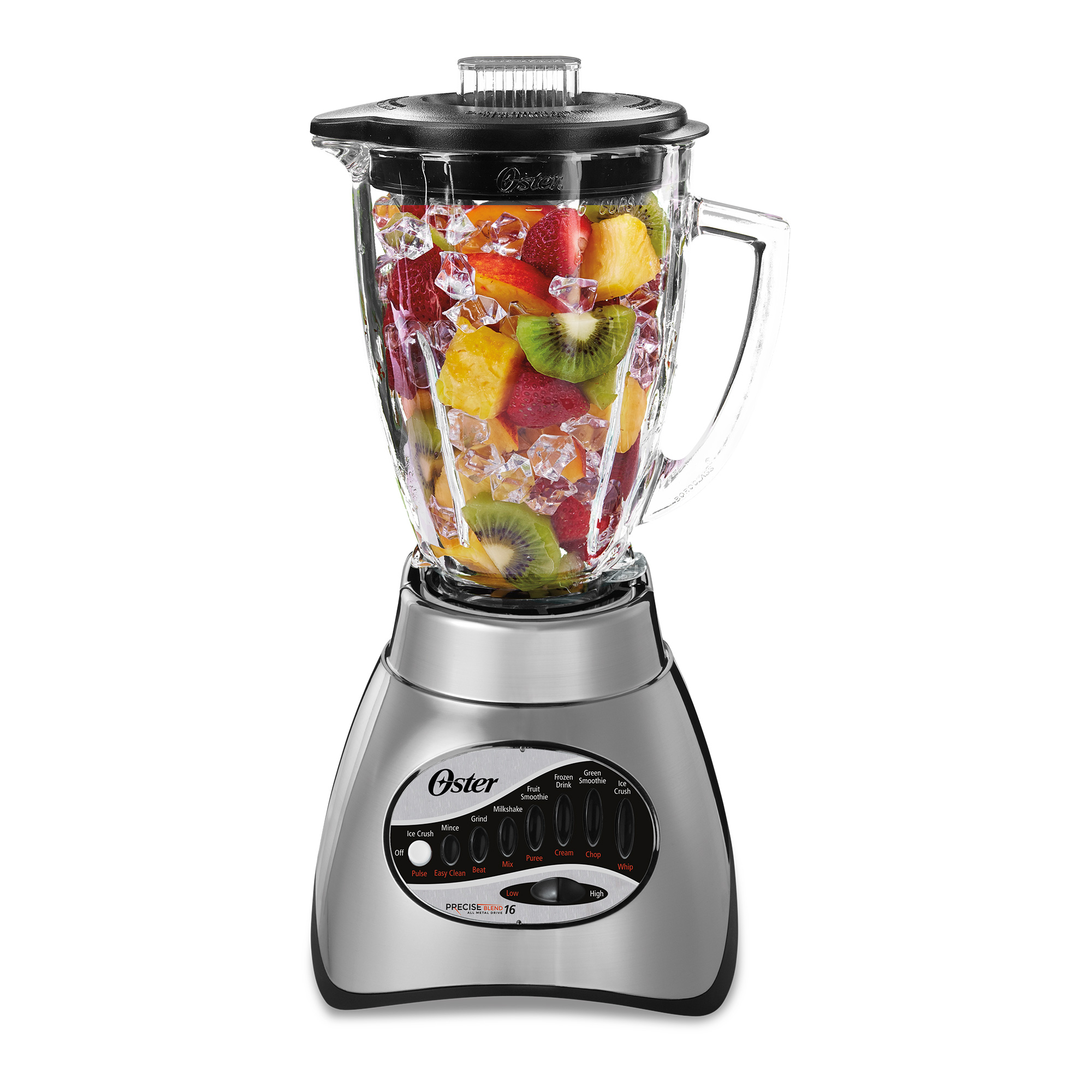 Oster Classic Series 16-Speed Blender Plus Food Chopper, Glass Jar, Brushed Nickel