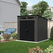 Suncast Resin Modernist Outdoor Storage Shed, Black and Gray, 86.5 in D x 89.5 in H x 87.5 in W