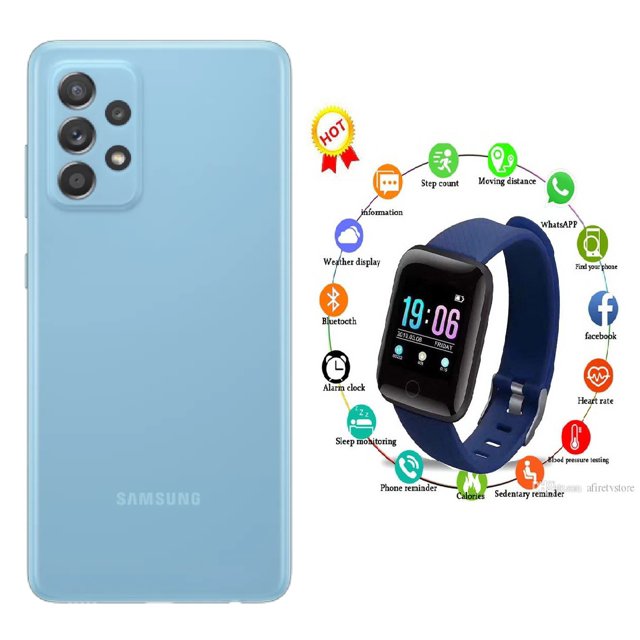 Samsung Galaxy A52 128 Gb Azul Sorprendente 6 Gb Ram + Smartwatch 116 Plus Monitor De Ritmo Cardiaco Deportes de regalo Samsung Samsung Galaxy A52-Azul + Smartwatch