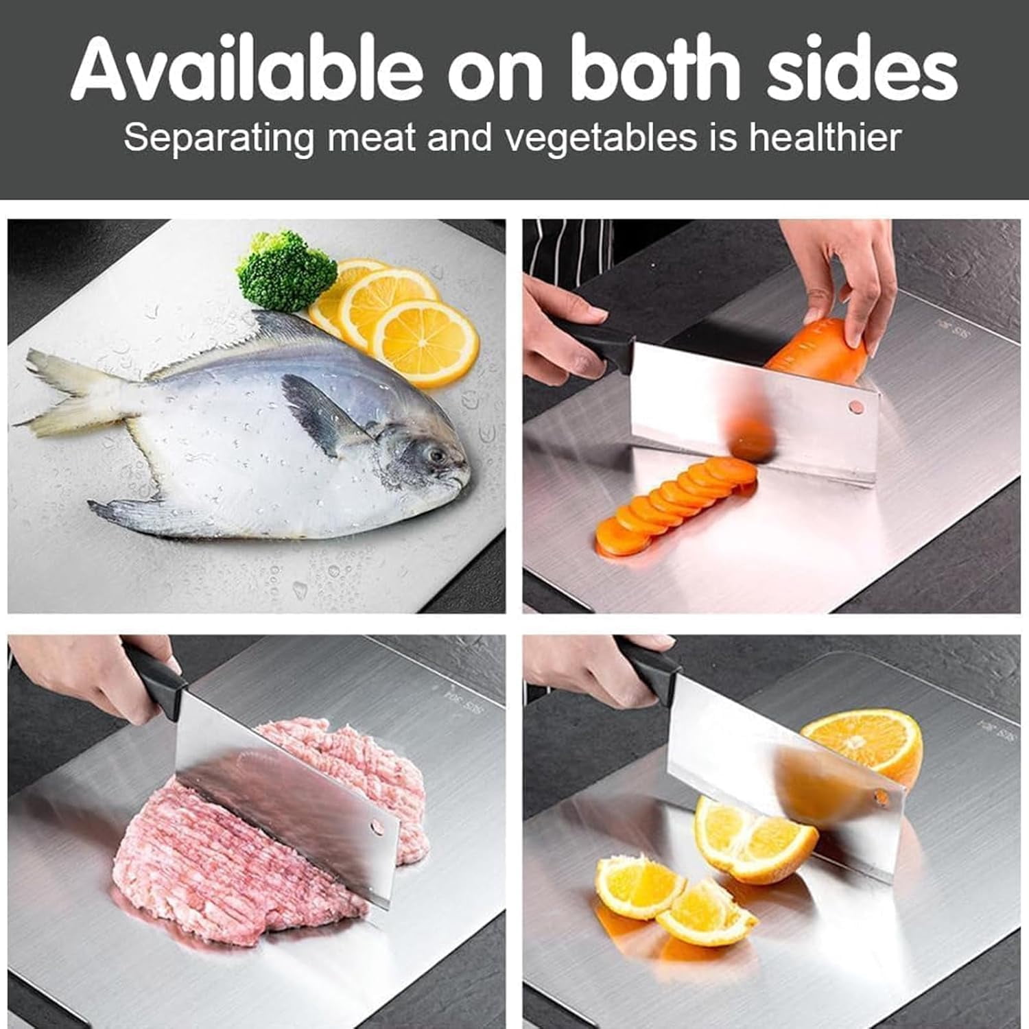 Titanium Cutting Board, 100% Pure Titanium Cutting Board for Kitchen, Non Stick, Double Sided & Food-Grade Stainless Steel Cutting Boards for Home Cooking