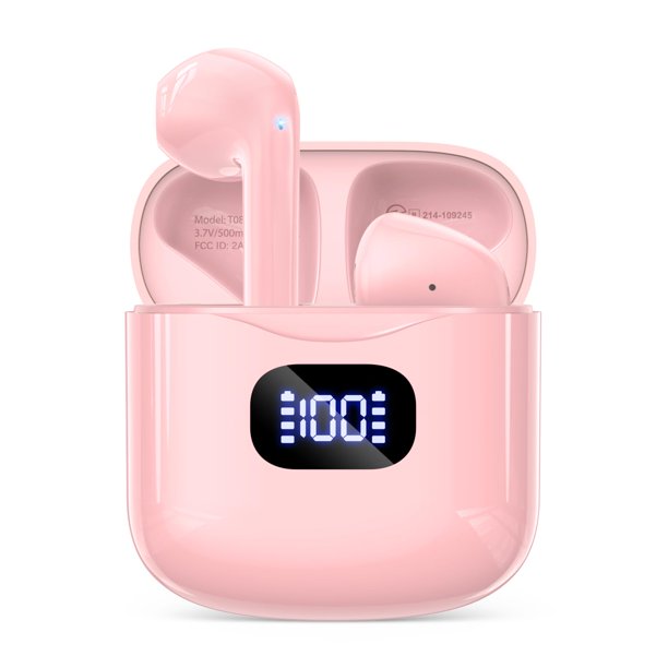 Auriculares inalámbricos KTGEE T08 Bluetooth 5.3 40 horas de reproducción rosa