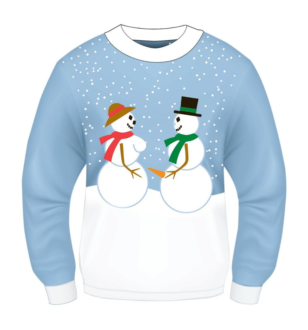 Ugly Christmas Sweater Party Adult Snow Man Woman Couple Holiday