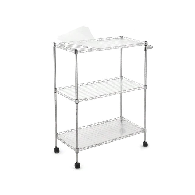 Eastvita Chariot Utilitaire à 3 Niveaux Robuste sur Roulettes avec Barre de Poignée Chariot de Service en Acier de Qualité Commerciale sur Roues pour Cuisine