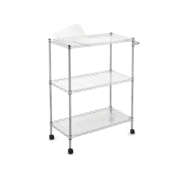 3 - tier heavy - duty rolling utility cart con handle bar: commercial - grade steel service cart on wheels para kitchen