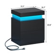 thumbnail image 3 of Nightstand with 2 Storage Drawers,Smart Night Stand for Bedroom,End Table with Charging Station and LED Lights,Nightstand with Sliding Top,Black, 3 of 8