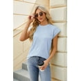 thumbnail image 2 of New Womens Textured Crewneck Knit Solid Loose Casual T Shirts, 2 of 3