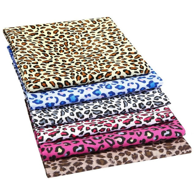 6 Pieces 20 x 20 Inch Leopard Print Fabric Quilting Patchwork Squares Bundle Craft Quilting Sewing Patchwork in Different Color for DIY Crafts Cloths Handmade Accessories