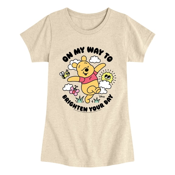 Winnie the Pooh - On My Way to Brighten Your Day - Youth Girls Fitted Short Sleeve T-Shirt