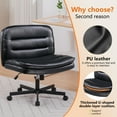 thumbnail image 3 of COMHOMA Armless Office Desk Chair, Criss Cross Swivel Chair with Wheels, Wide Seat Adult Vanity Chair for Home Office , Black, 3 of 7