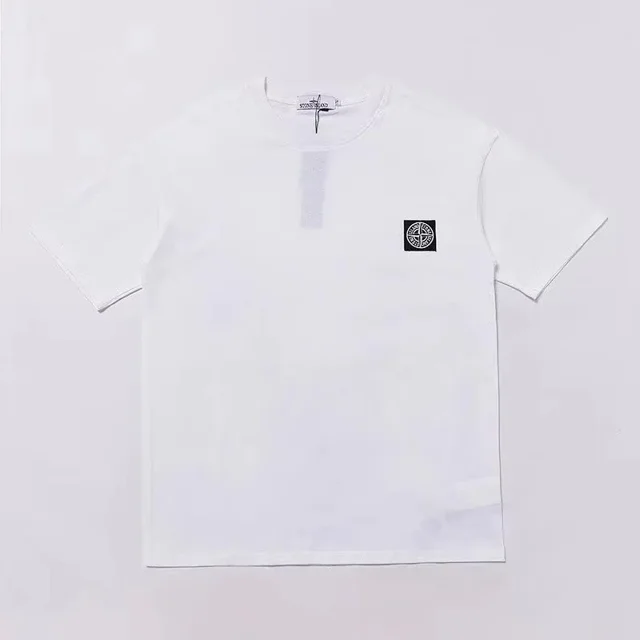 T-shirt à Manches Courtes pour Hommes, Version Correcte d'Été en Pierre, Impression Petite Étiquette, Col Rond, Île Île 1 TTG