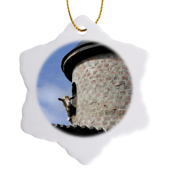 3drose, Fairview Winery, Goat Tower, Paarl, South Africa-af42 Jmr0001 - Julien Mcroberts, 3 inch Snowflake Porcelain Ornament