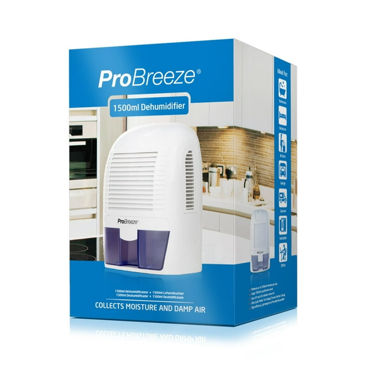 Pro Breeze PB-03-US Electric Mini Dehumidifier, 2200 Cubic Feet, Compact  and Portable for Damp Air, Mold, Moisture in Home, Kitchen, Bedroom,  Basement, Caravan, Office, Garage 